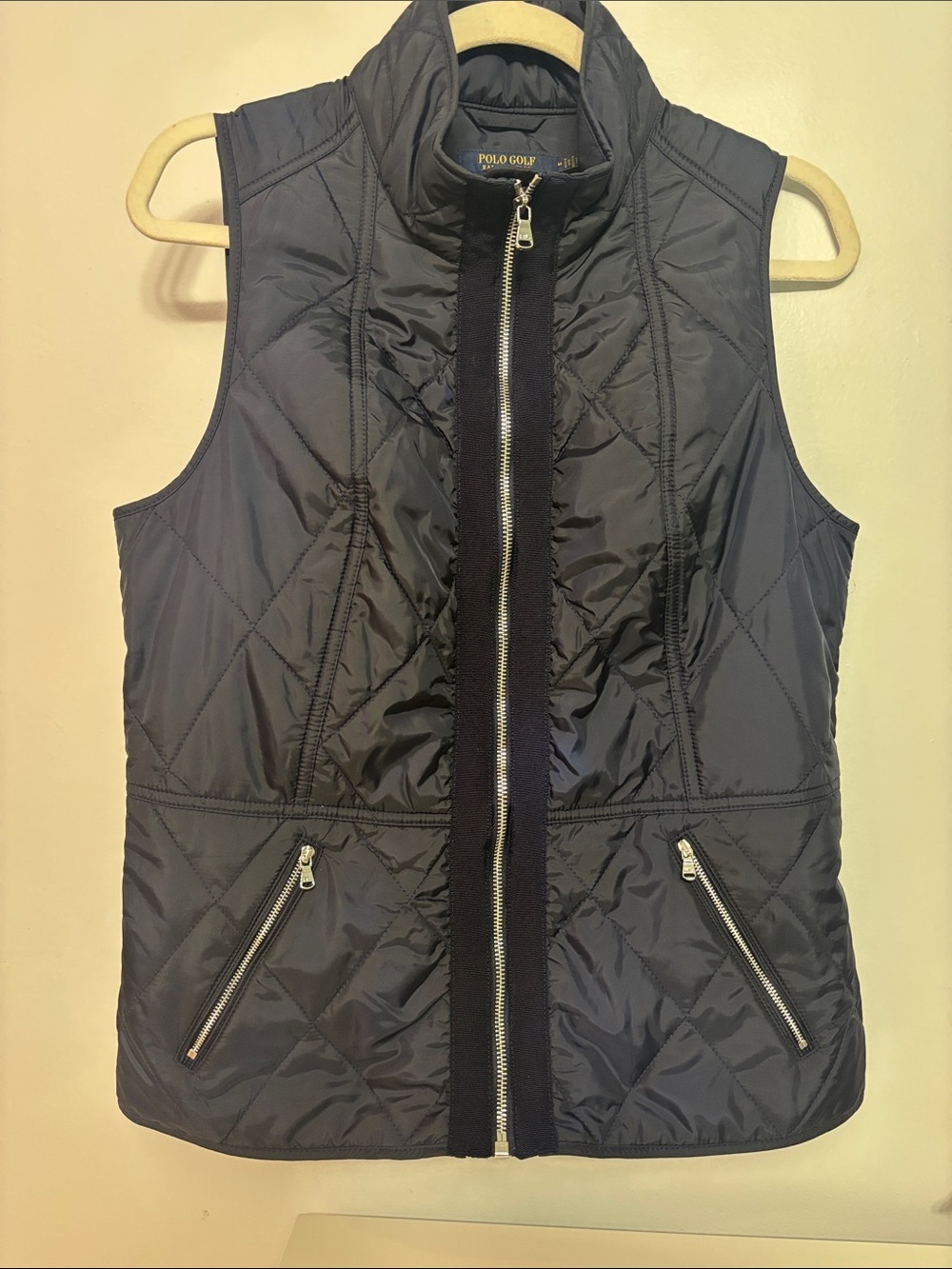 Polo by Ralph Lauren Quilted Navy Sleeveless Vest with Zip Pockets